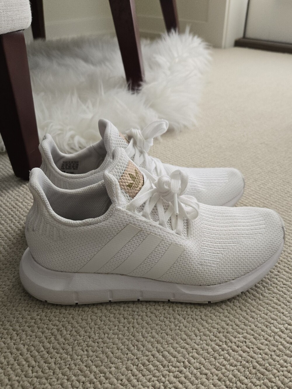 adidas Women’s White And Gold Swift Athletic Shoes